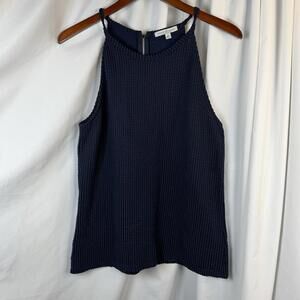 Green Envelope Halter Neck Tank Top Womens Blue/Black Front Textured Y2K Size L